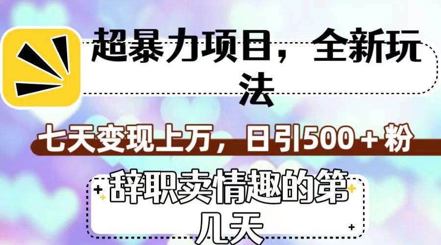 超暴利项目，全新玩法（辞职卖情趣的第几天），七天变现上万，日引500+粉-巴叔叔资源网
