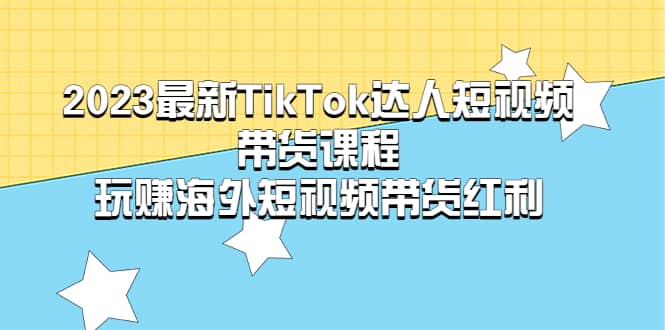 2023最新TikTok·达人短视频带货课程，玩赚海外短视频带货·红利-巴叔叔资源网