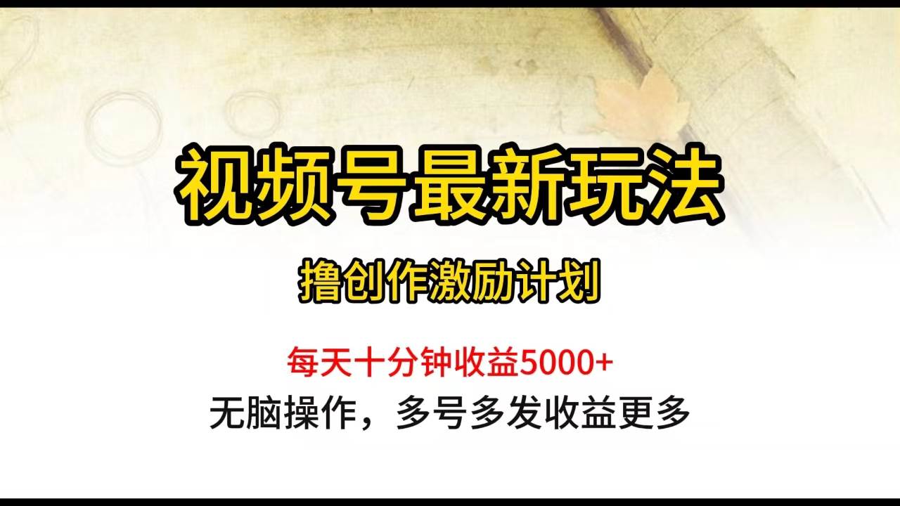 视频号最新玩法，每日一小时月入5000+-巴叔叔资源网