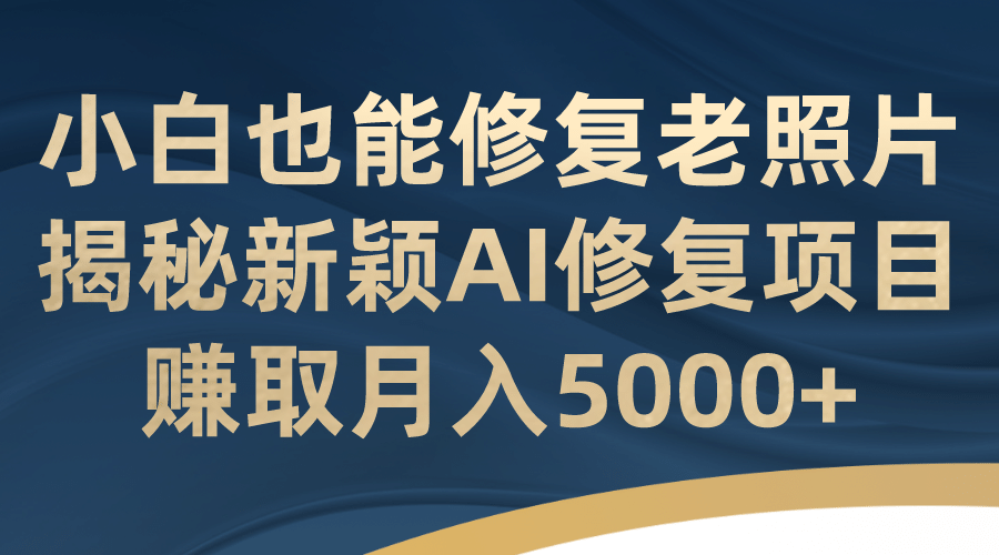 小白也能修复老照片！揭秘新颖AI修复项目，赚取月入5000+-巴叔叔资源网