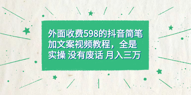 外面收费598抖音简笔加文案教程，全是实操 没有废话 月入三万（教程+资料）-巴叔叔资源网