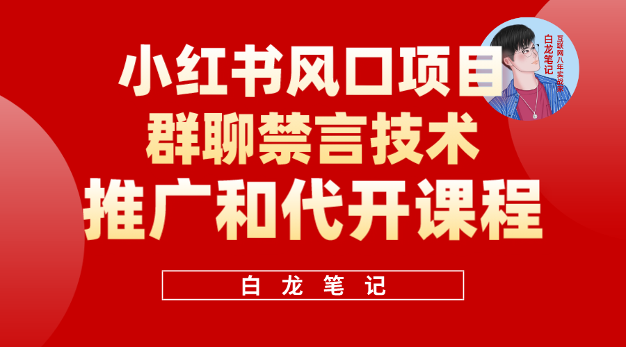 小红书风口项目日入300+，小红书群聊禁言技术代开项目，适合新手操作-巴叔叔资源网