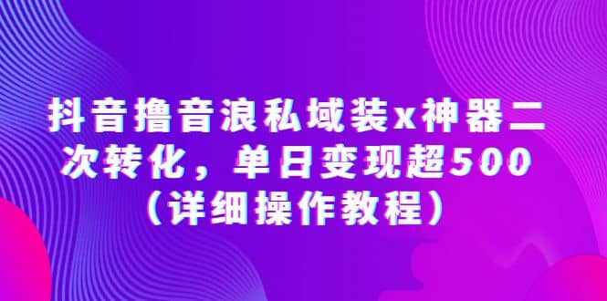 抖音撸音浪私域装x神器二次转化，单日变现超500（详细操作教程）-巴叔叔资源网