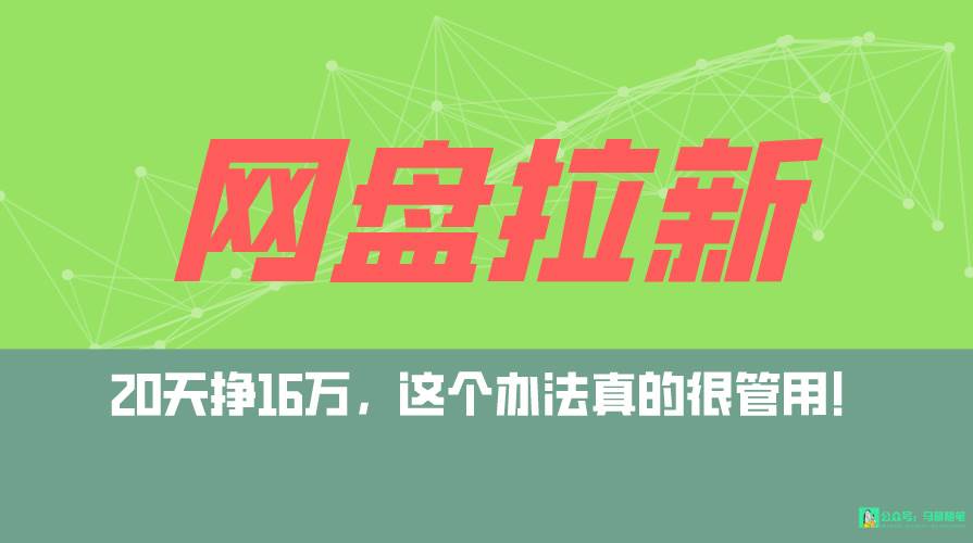 网盘拉新+私域全自动玩法，0粉起号，小白可做，当天见收益，已测单日破5000-巴叔叔资源网