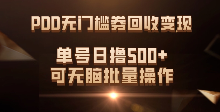 PDD无门槛券回收变现，单号日撸500+，可无脑-巴叔叔资源网