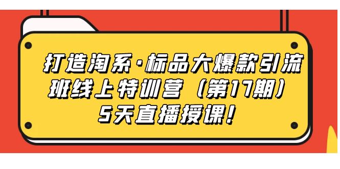 打造淘系·标品大爆款引流班线上特训营5天直播授课！-巴叔叔资源网