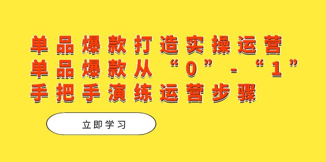 单品爆款打造实操运营，单品爆款从“0”-“1”手把手演练运营步骤-巴叔叔资源网