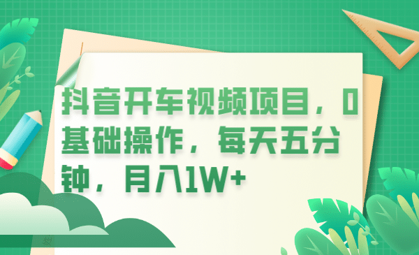 抖音开车视频项目，0基础操作，每天五分钟，月入1W+-巴叔叔资源网