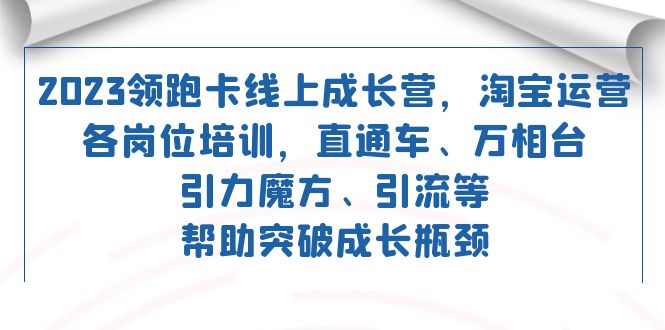 2023领跑·卡 线上成长营 淘宝运营各岗位培训 直通车 万相台 引力魔方 引流-巴叔叔资源网