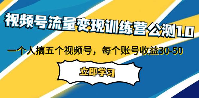 视频号流量变现训练营公测1.0：一个人搞五个视频号，每个账号收益30-50-巴叔叔资源网