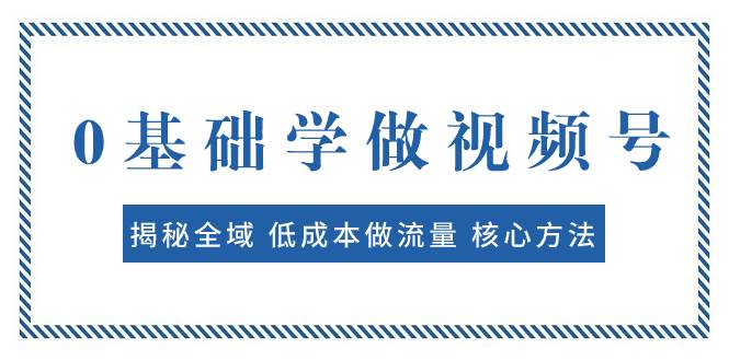 0基础学做视频号：揭秘全域 低成本做流量 核心方法  快速出爆款 轻松变现-巴叔叔资源网