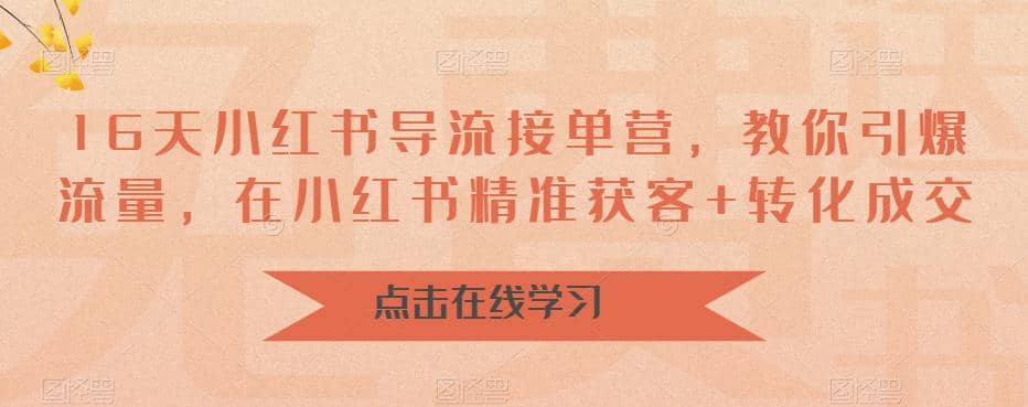 16天-小红书 导流接单营，教你引爆流量，在小红书精准获客+转化成交-巴叔叔资源网