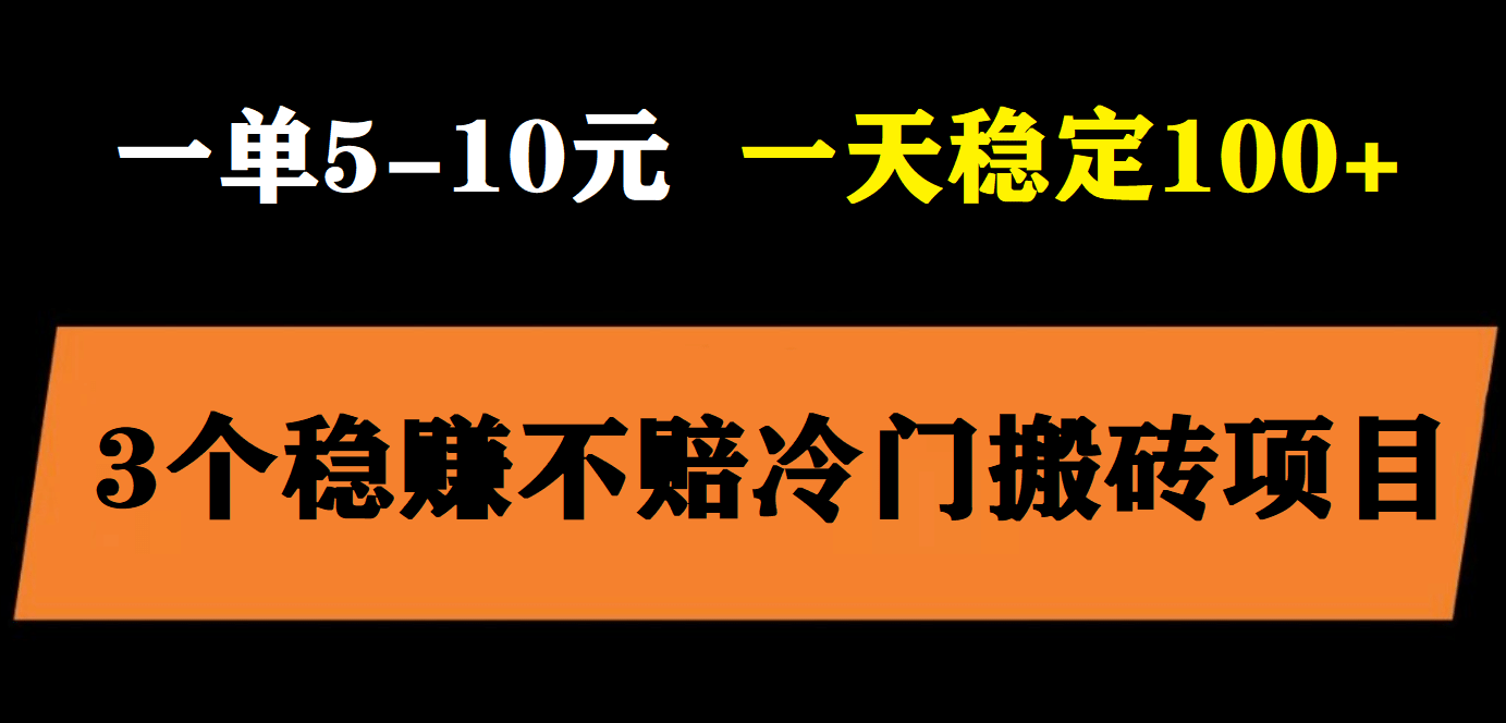 3个最新稳定的冷门搬砖项目，小白无脑照抄当日变现日入过百-巴叔叔资源网