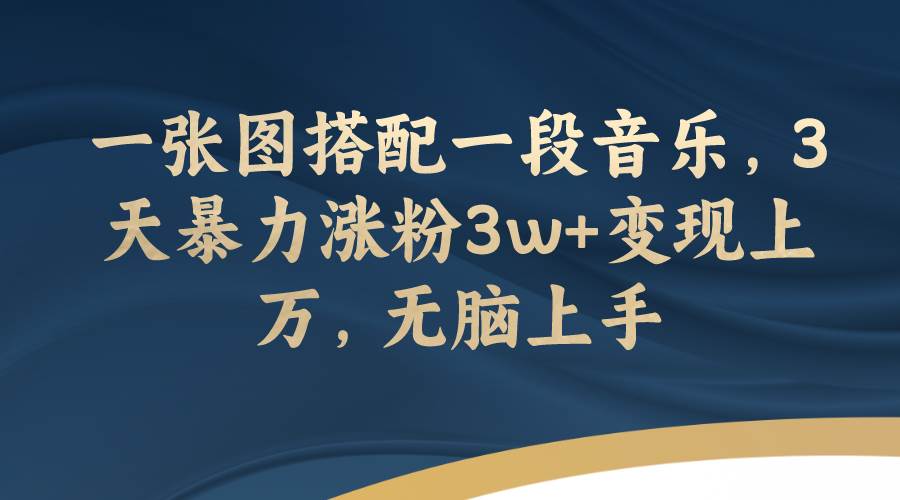 一张图搭配一段音乐，3天暴力涨粉3w+变现上万，无脑上手-巴叔叔资源网