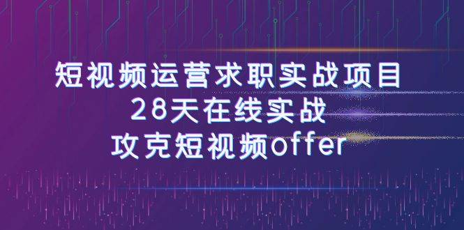 短视频运-营求职实战项目，28天在线实战，攻克短视频offer（46节课）-巴叔叔资源网