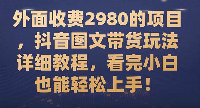 外面收费2980的项目，抖音图文带货玩法详细教程，看完小白也能轻松上手！-巴叔叔资源网