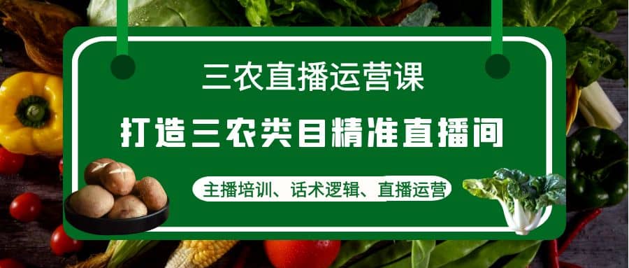 三农直播运营课：打造三农类目精准直播间，主播培训、话术逻辑、直播运营-巴叔叔资源网
