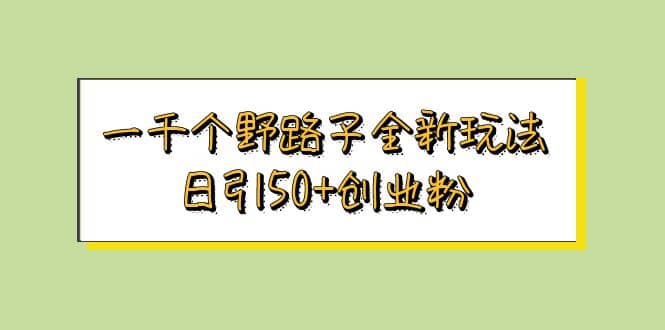 一千个野路子全新玩法 日引50+创业粉-巴叔叔资源网