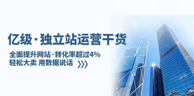 独立站运营干货：全面提升网站·转化率超过4%，轻松大卖 用数据说话-巴叔叔资源网