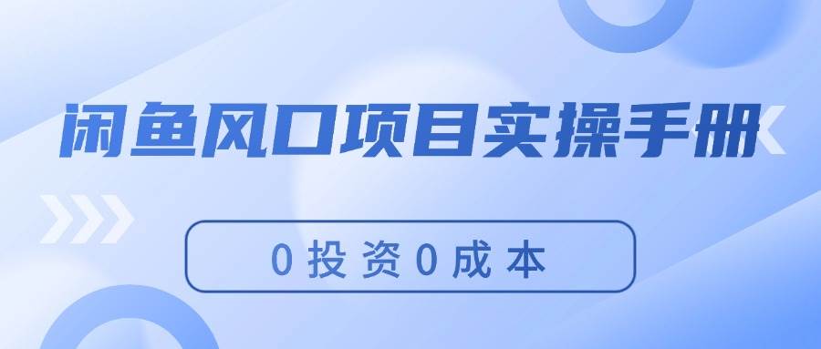 闲鱼风口项目实操手册，0投资0成本，让你做到，月入过万，新手可做-巴叔叔资源网