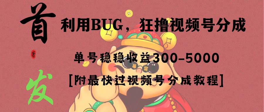 全网独家首发，视频号BUG，超短期项目，单号每日净收益300-5000！-巴叔叔资源网