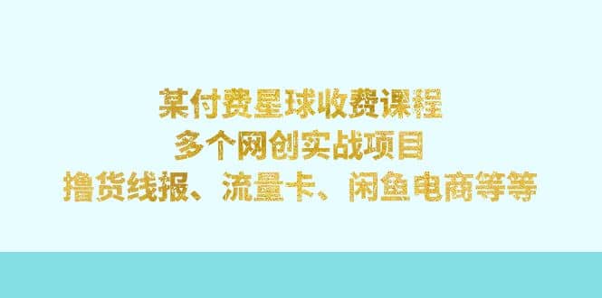 某付费星球课程：多个网创实战项目，撸货线报、流量卡、闲鱼电商等等-巴叔叔资源网