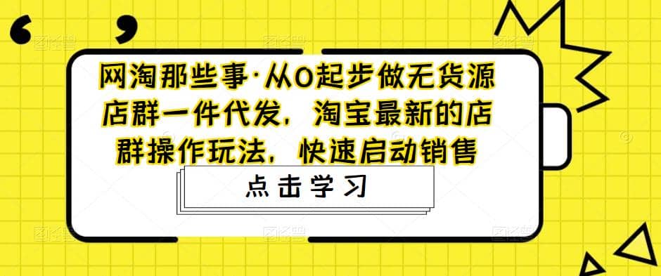 从0起步做无货源店群一件代发，淘宝最新的店群操作玩法，快速启动销售-巴叔叔资源网