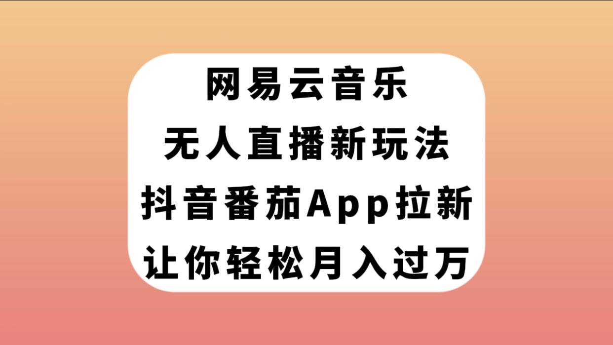 网易云音乐无人直播新玩法，抖音番茄APP拉新，让你轻松月入过万-巴叔叔资源网