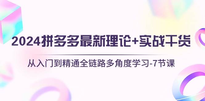 2024拼多多 最新理论+实战干货，从入门到精通全链路多角度学习-7节课-巴叔叔资源网