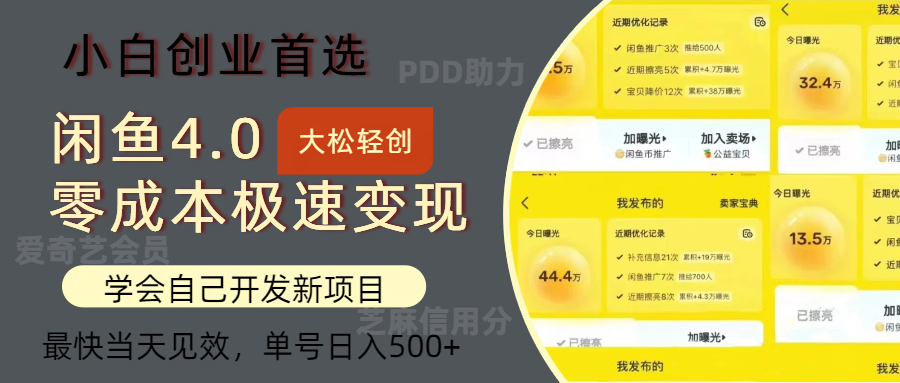 闲鱼0成本极速变现项目，多种变现方式，单号日入500+最新玩法-巴叔叔资源网