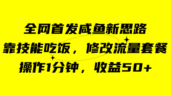 咸鱼冷门新玩法，靠“技能吃饭”，修改流量套餐，操作1分钟，收益50+-巴叔叔资源网