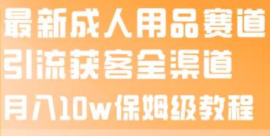 最新成人用品赛道引流获客全渠道，月入10w保姆级教程-巴叔叔资源网
