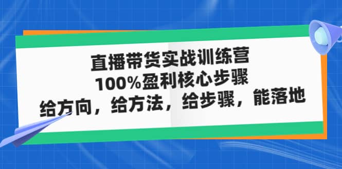 直播带货实战训练营：100%盈利核心步骤，给方向，给方法，给步骤，能落地-巴叔叔资源网