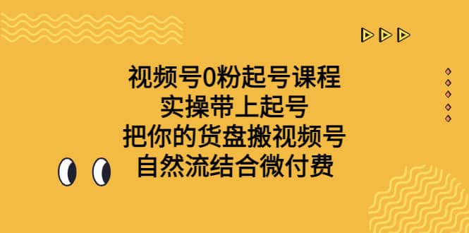 视频号0粉起号课程 实操带上起号 把你的货盘搬视频号 自然流结合微付费-巴叔叔资源网