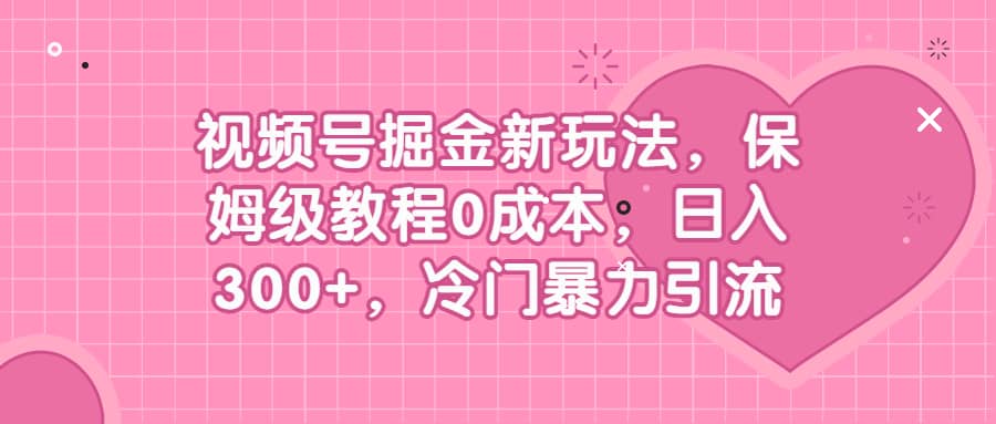 视频号掘金新玩法，保姆级教程0成本，日入300+，冷门暴力引流-巴叔叔资源网