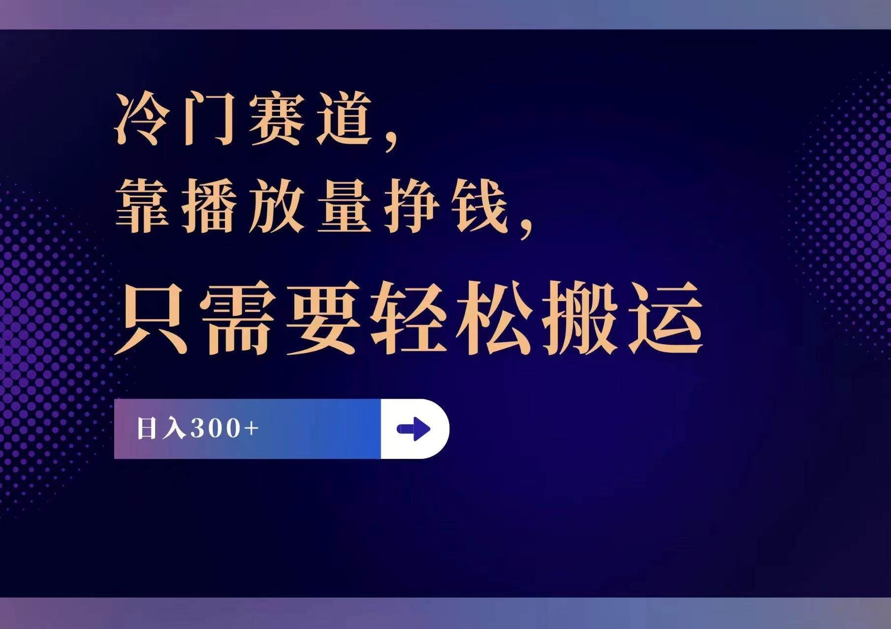 冷门赛道，靠播放量挣钱，只需要轻松搬运，日赚300+-巴叔叔资源网