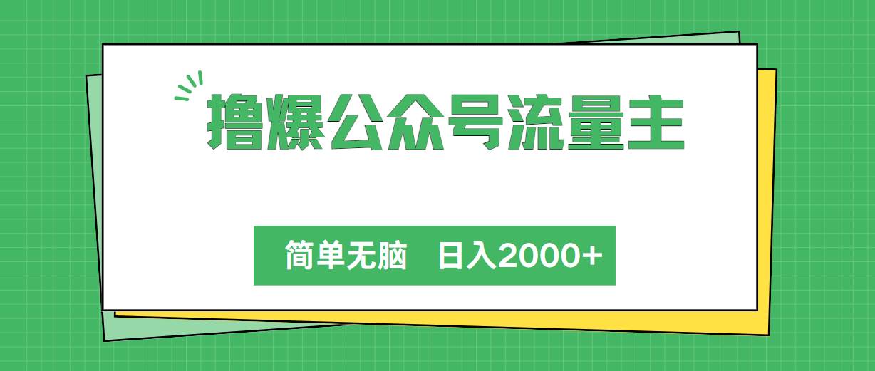 撸爆公众号流量主，简单无脑，单日变现2000+-巴叔叔资源网
