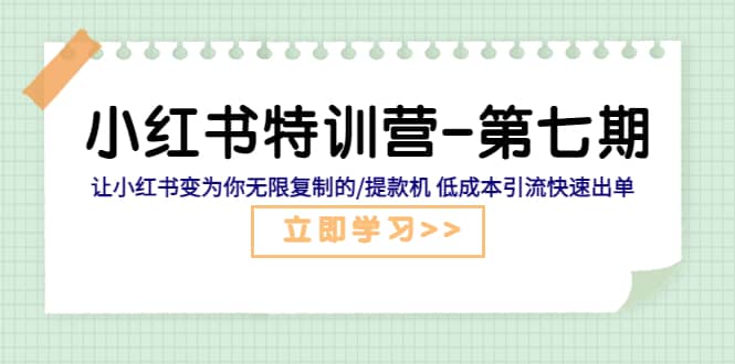 小红书特训营-第七期 让小红书变为你无限复制的/提款机 低成本引流快速出单-巴叔叔资源网