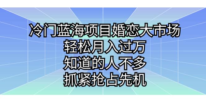 冷门蓝海项目婚恋大市场，轻松月入过万，知道的人不多，抓紧抢占先机-巴叔叔资源网