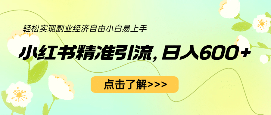 小红书精准引流，小白日入600+，轻松实现副业经济自由（教程+1153G资源）-巴叔叔资源网