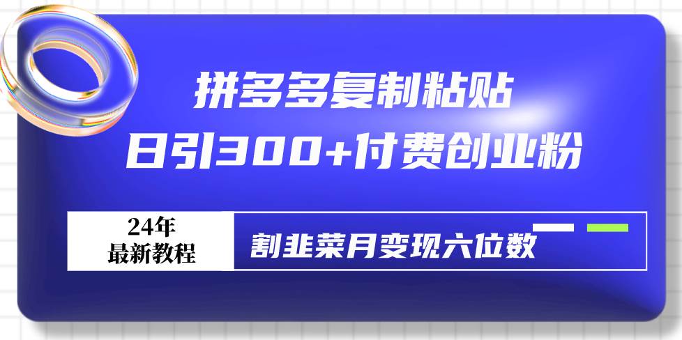 拼多多复制粘贴日引300+付费创业粉，割韭菜月变现六位数最新教程！-巴叔叔资源网
