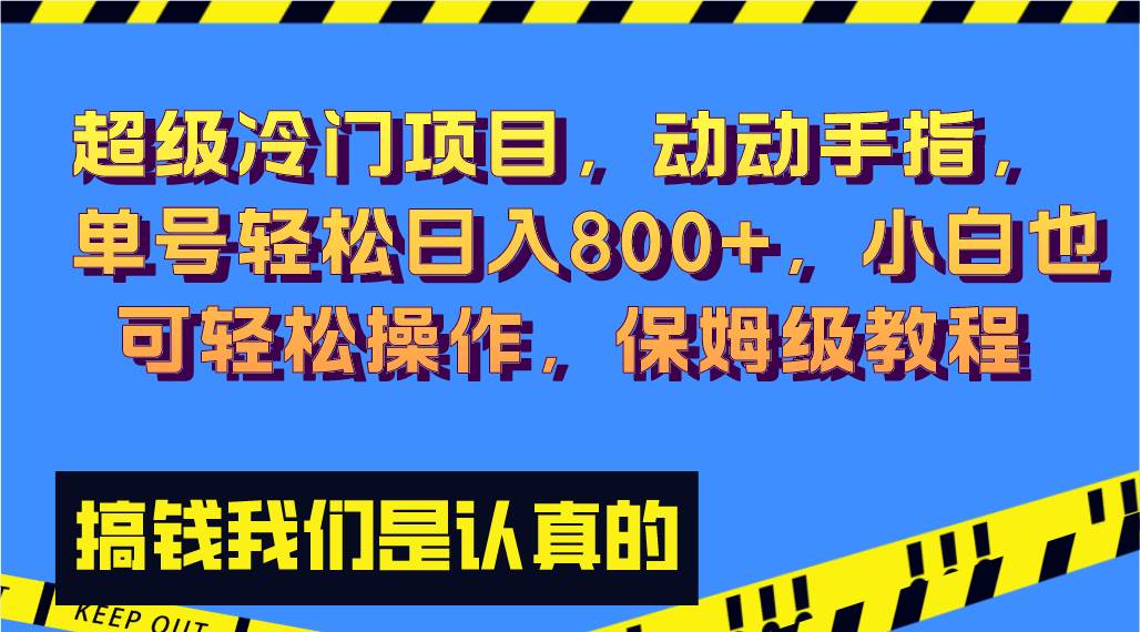 超级冷门项目,动动手指，单号轻松日入800+，小白也可轻松操作，保姆级教程-巴叔叔资源网