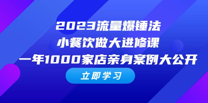 2023流量 爆锤法，小餐饮做大进修课，一年1000家店亲身案例大公开-巴叔叔资源网