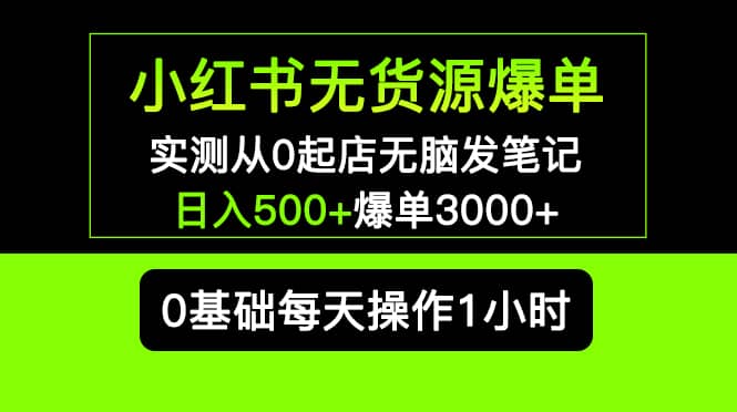小红书无货源爆单 实测从0起店无脑发笔记爆单3000+长期项目可多店-巴叔叔资源网