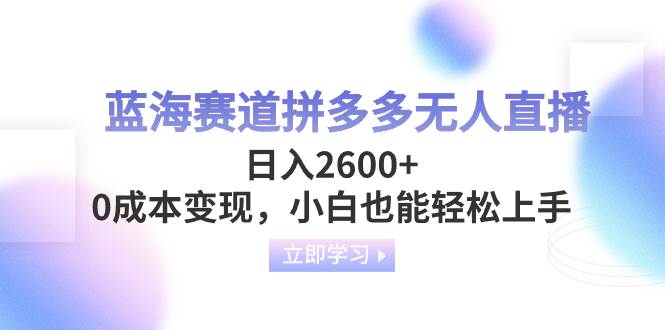 蓝海赛道拼多多无人直播，日入2600+，0成本变现，小白也能轻松上手-巴叔叔资源网