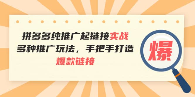 拼多多纯推广起链接实战：多种推广玩法，手把手打造爆款链接-巴叔叔资源网