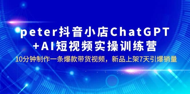 peter抖音小店ChatGPT+AI短视频实训 10分钟做一条爆款带货视频 7天引爆销量-巴叔叔资源网