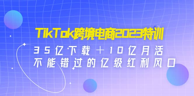 TikTok跨境电商2023特训：35亿下载＋10亿月活，不能错过的亿级红利风口-巴叔叔资源网