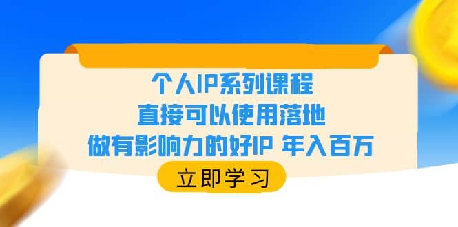 个人IP系列课程，直接可以使用落地，做有影响力的好IP 年入百万-巴叔叔资源网