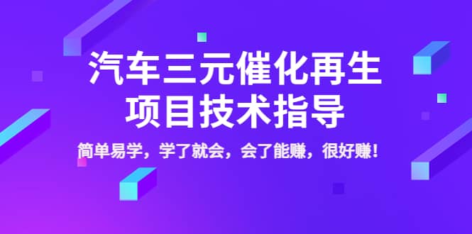 汽车三元催化再生项目技术指导，简单易学，学了就会，会了能赚，很好赚！-巴叔叔资源网